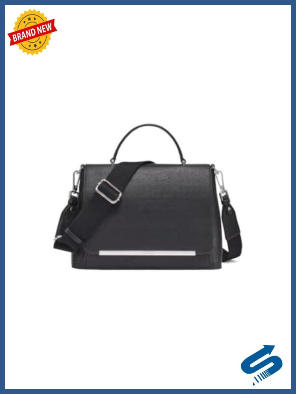 Vegan Leather Top Handle Satchel with Crossbody Strap